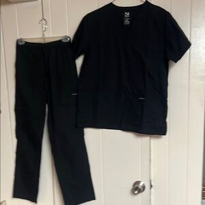 Black Scrub Top and Pants Set